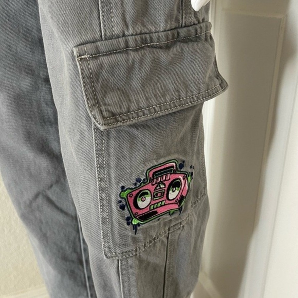 Empyre Tori Porkchop Pocket Grey Loose Fit Cotton Cargo Skate Denim Jeans Size 2 - Picture 3 of 10